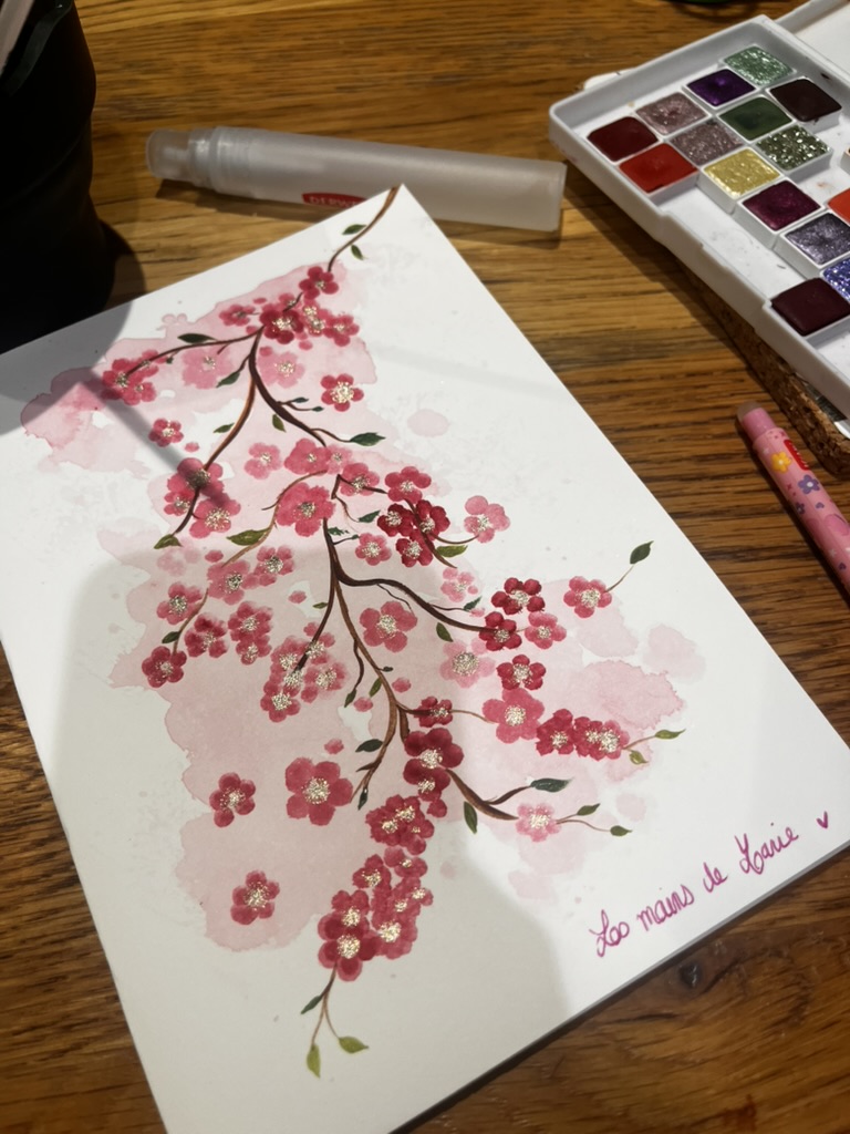 Aquarelle originale réalisée à la main par Marie — carte cadeau Les Mains de Marie